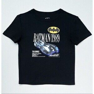 Batman 1989 T-Shirt Women’s Small Black Batmobile Graphic Tee DC Comics
